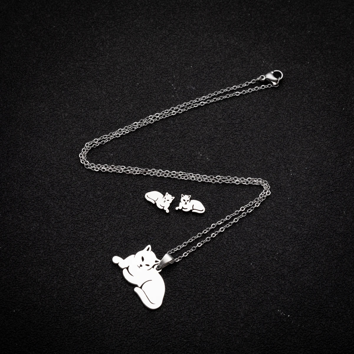 Stainless Steel Jewelry Sets For Women Necklace And Earing Anime Cute Cartoon Bow Mouse Chain Necklace Choker Desinger Charms