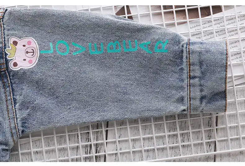 Kids Denim Jackets for Girls Baby New Flower Embroidery Coats Fashion Spring Autumn Children Outwear Ripped Jeans Jackets 1-5Y