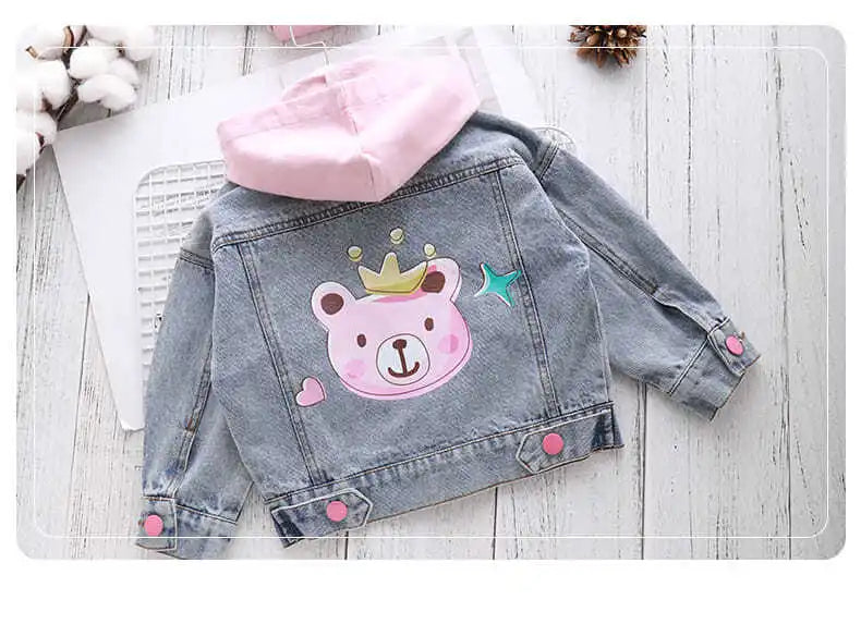 Kids Denim Jackets for Girls Baby New Flower Embroidery Coats Fashion Spring Autumn Children Outwear Ripped Jeans Jackets 1-5Y