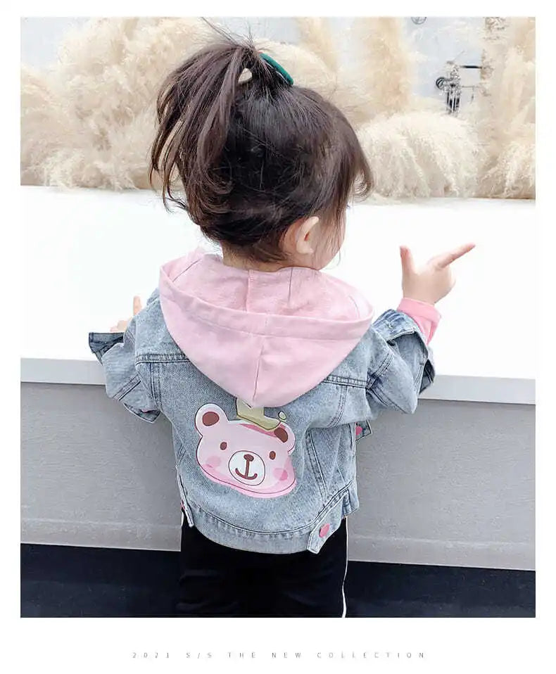 Kids Denim Jackets for Girls Baby New Flower Embroidery Coats Fashion Spring Autumn Children Outwear Ripped Jeans Jackets 1-5Y