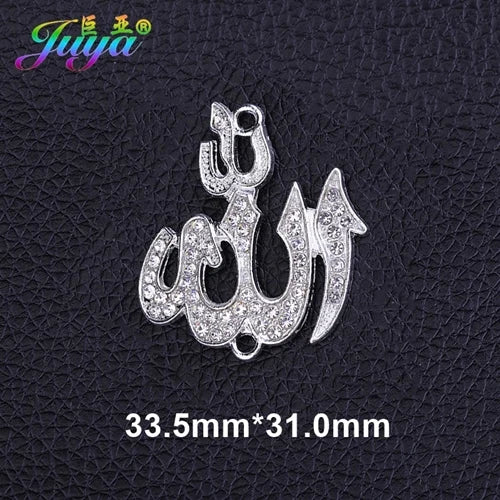 Juya 10Pcs/Lot Wholesale DIY Gold/Silver Color Crescent Allah Muslim Charms For Religious Islamic Jewelry Making Supplies