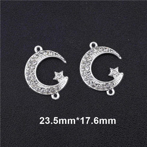 Juya 10Pcs/Lot Wholesale DIY Gold/Silver Color Crescent Allah Muslim Charms For Religious Islamic Jewelry Making Supplies