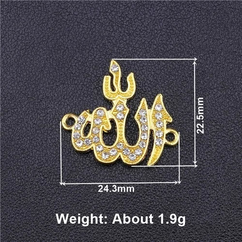 Juya 10Pcs/Lot Wholesale DIY Gold/Silver Color Crescent Allah Muslim Charms For Religious Islamic Jewelry Making Supplies