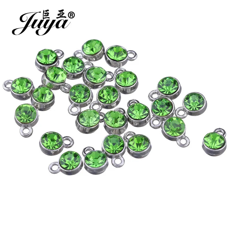30pcs/lot Crystal Charms Jewelry DIY Making Findings Colorful Birthstone Charms Necklace Pendant Bracelet Handmade Accessories