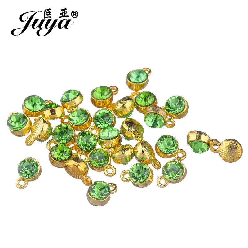 30pcs/lot Crystal Charms Jewelry DIY Making Findings Colorful Birthstone Charms Necklace Pendant Bracelet Handmade Accessories