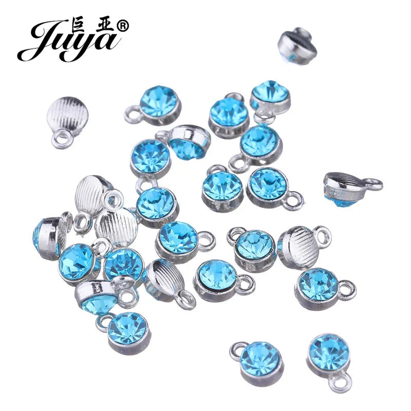 30pcs/lot Crystal Charms Jewelry DIY Making Findings Colorful Birthstone Charms Necklace Pendant Bracelet Handmade Accessories
