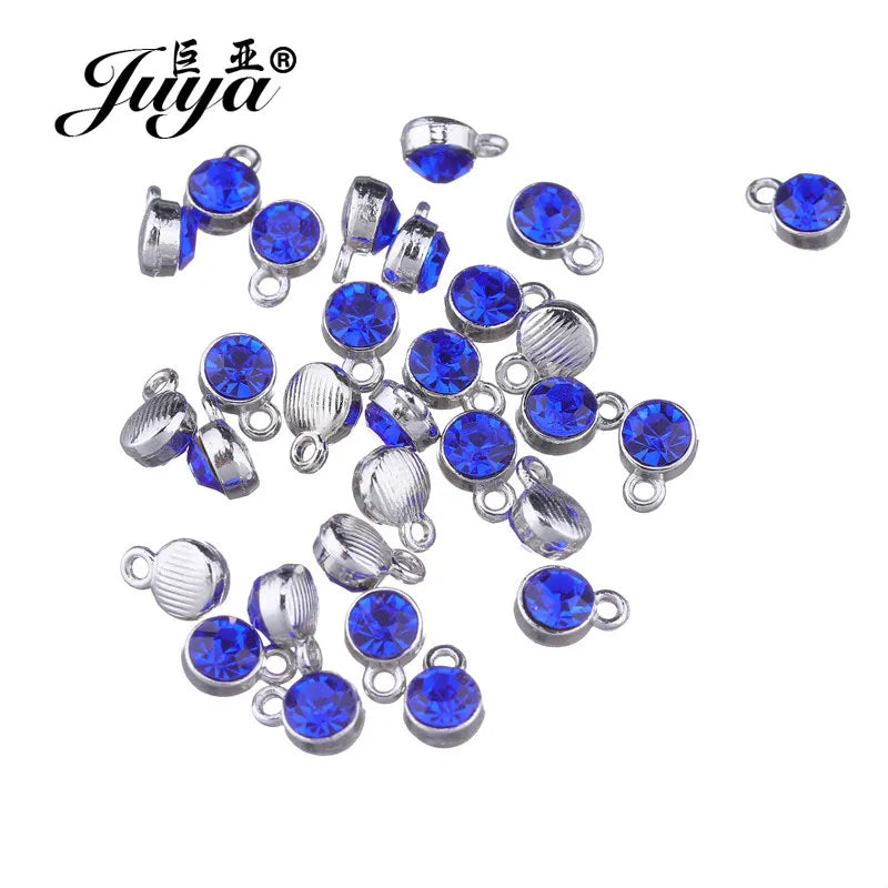 30pcs/lot Crystal Charms Jewelry DIY Making Findings Colorful Birthstone Charms Necklace Pendant Bracelet Handmade Accessories
