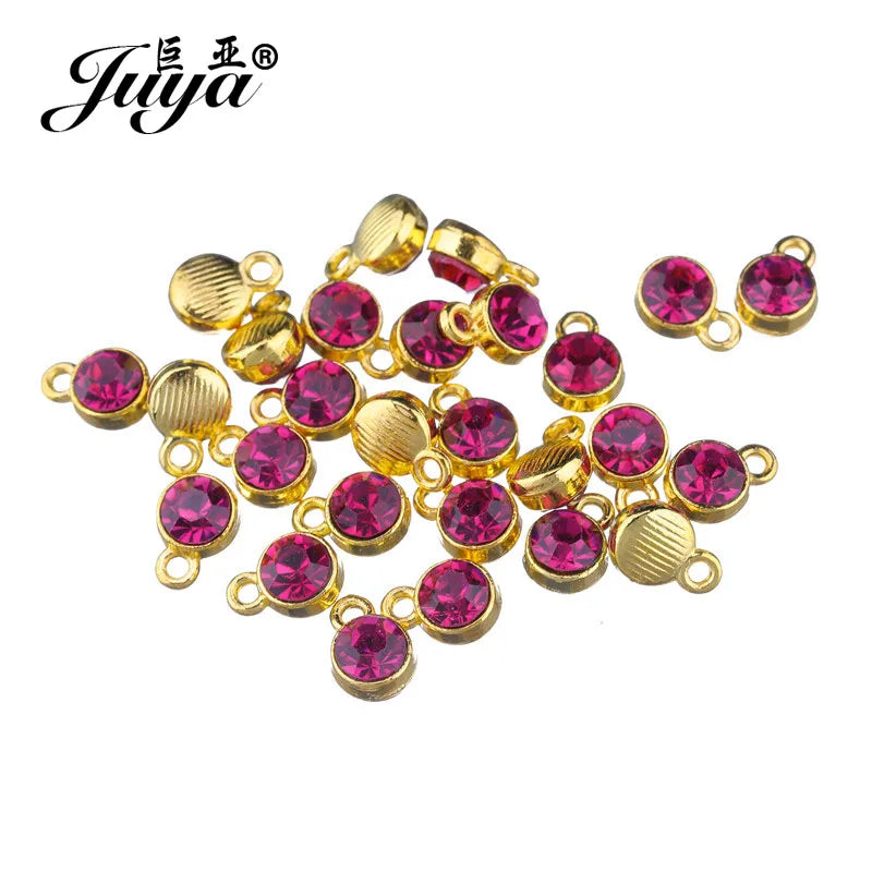 30pcs/lot Crystal Charms Jewelry DIY Making Findings Colorful Birthstone Charms Necklace Pendant Bracelet Handmade Accessories