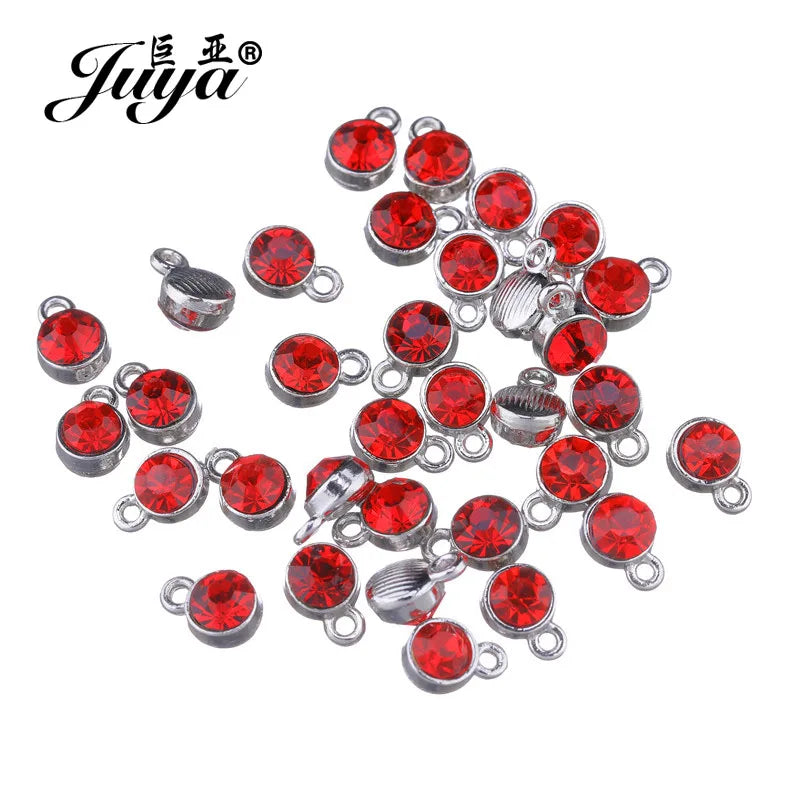 30pcs/lot Crystal Charms Jewelry DIY Making Findings Colorful Birthstone Charms Necklace Pendant Bracelet Handmade Accessories