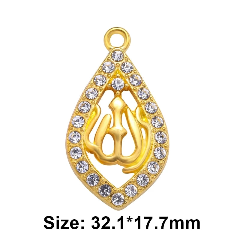 Juya 10Pcs/Lot Wholesale DIY Gold/Silver Color Crescent Allah Muslim Charms For Religious Islamic Jewelry Making Supplies