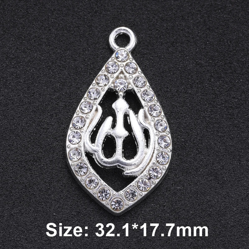 Juya 10Pcs/Lot Wholesale DIY Gold/Silver Color Crescent Allah Muslim Charms For Religious Islamic Jewelry Making Supplies