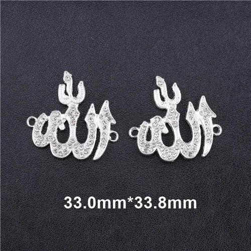 Juya 10Pcs/Lot Wholesale DIY Gold/Silver Color Crescent Allah Muslim Charms For Religious Islamic Jewelry Making Supplies