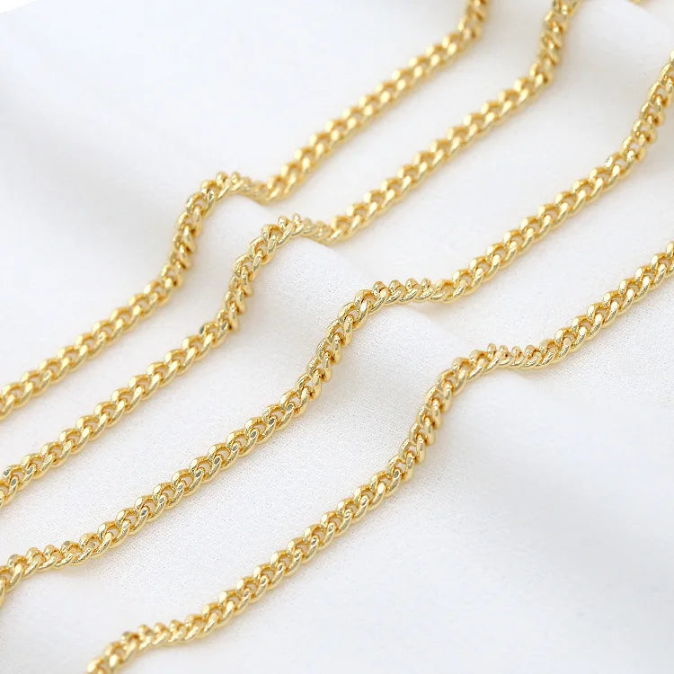 1 Meter 14K Gold Color Plated Brass Chains Round Loops Link Chain For Jewelry Making DIY Necklace Bracelets Jewellery Making