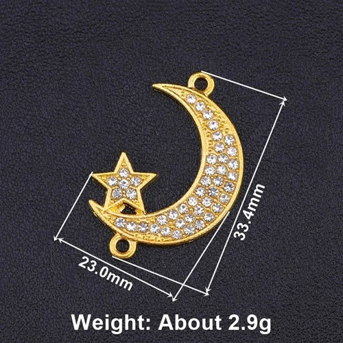 Juya 10Pcs/Lot Wholesale DIY Gold/Silver Color Crescent Allah Muslim Charms For Religious Islamic Jewelry Making Supplies