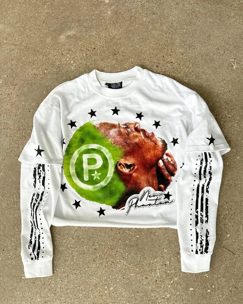 Hip hop high street long sleeve splicing star trend brand top men Harajuku street style pullover hoodie loose casual sweatshirt