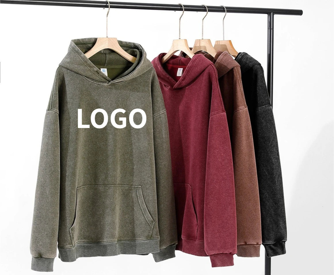 Customized Hoodie High Quality Street Retro Washed Mens Hooded Sweatshirt DIY Your Brand Design Personalized Team Clothing