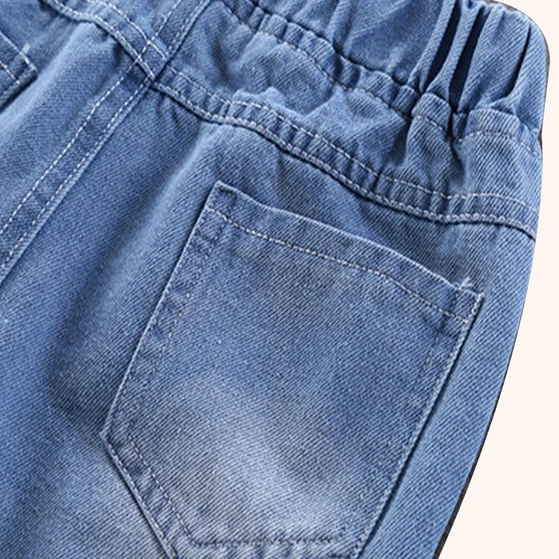 Children Jeans Boys Cotton Print Splice Stretch Denim Pants Korean Teenage Trousers Wear Kids ClothingDenimRipped Spring Autum