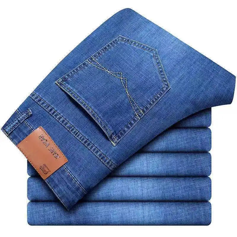 2026 Men's Denim Jeans Thin Summer Straight Business Soft Fashion New High Quality Pants New Arrivals Dropship OL Work Trousers