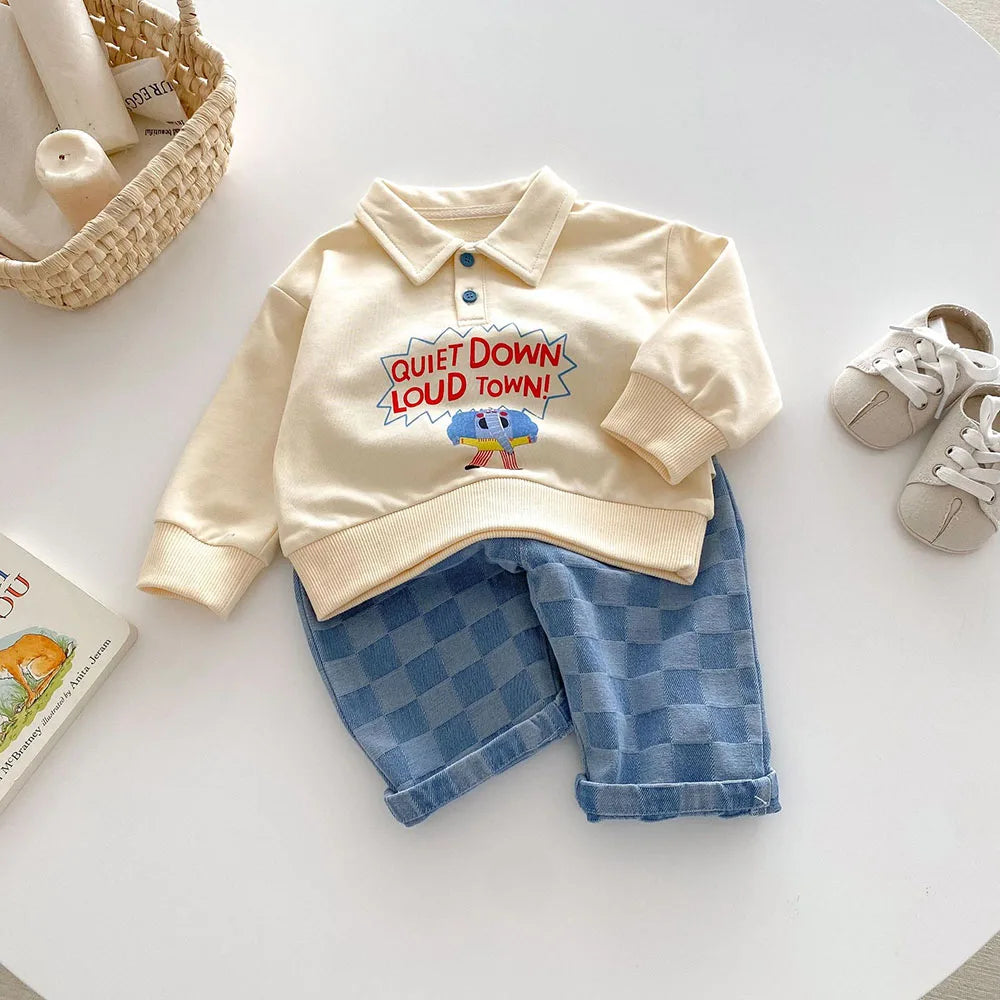 Soft Denim Checkered Jeans for 0 - 5 Year Olds Ideal for Spring & Autumn Fashion Kids Boys and Girl Denim Pants