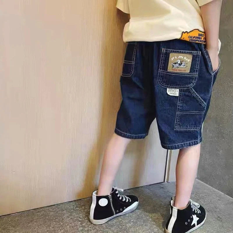 Children Jeans Boys Girls Cotton Shorts Splice Stretch Denim shorts Korean Teenage Trousers Wear Kids Clothing DenimRipped