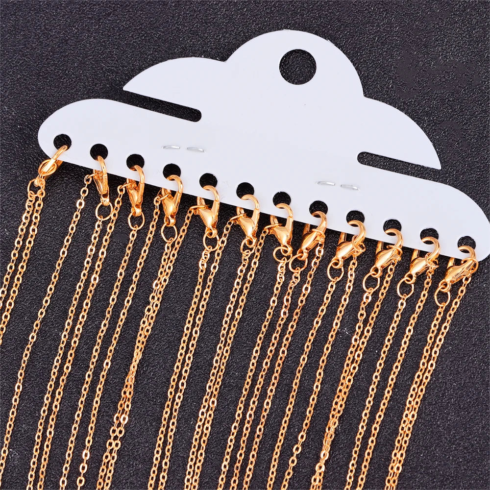 12Pcs/Set Gold Silver Color Copper O Chain Women's Collarbone Chain For Charm Necklace DIY Jewelry Wholesale
