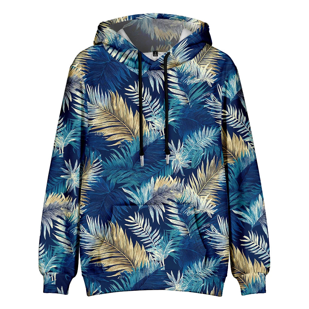 Hawaiian Style Hoodie Boho Chic Tropical Fleece Couple Pullover Hipster Hip Hop Streetwear Cool Pop Pocket Outfits Plus Size