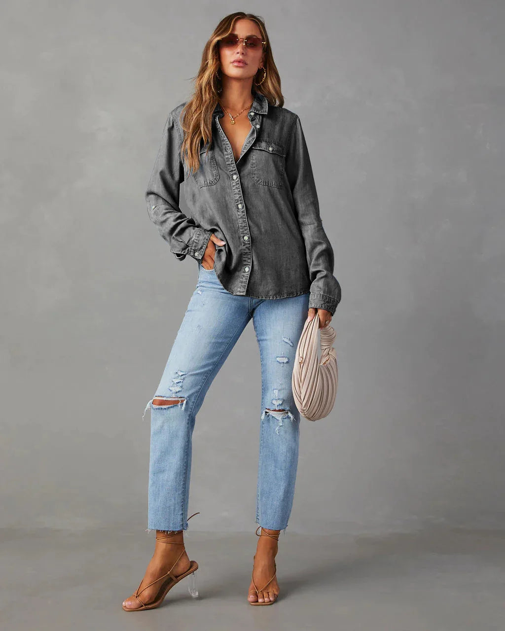 Denim Shirts For Women Spring Autumn New Vintage Denim Shirt Casual Fashion Lapel Single-breasted Long-sleeved Shirt Female Tops