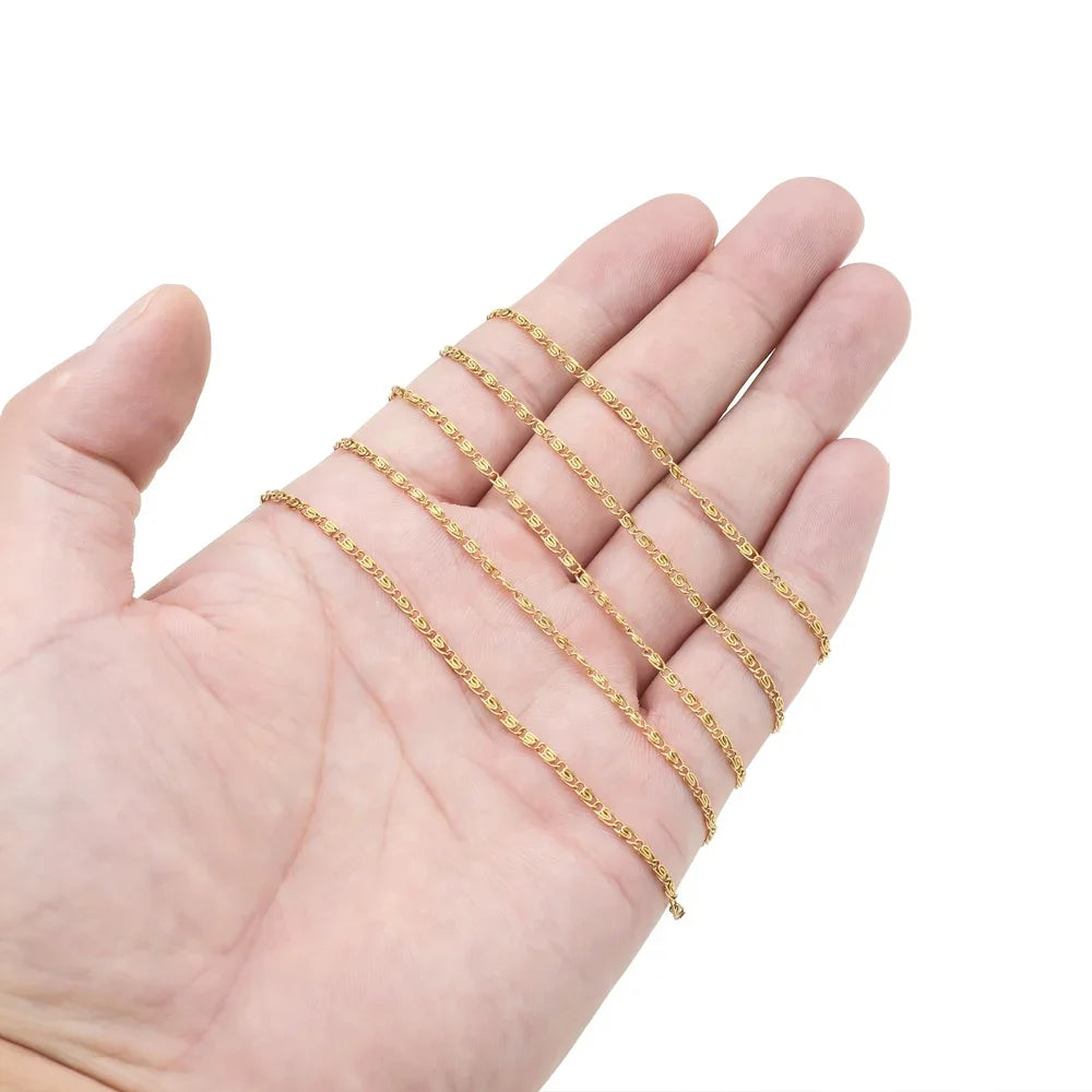 2 Meters/lot Gold Plated Stainless Steel 2mm Wide Chains DIY Jewelry Chains for Necklace Bracelet Making Findings Chain Bulk