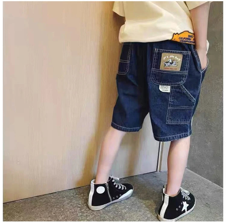 Children Jeans Boys Girls Cotton Shorts Splice Stretch Denim shorts Korean Teenage Trousers Wear Kids Clothing DenimRipped
