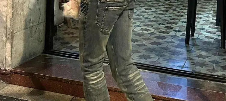 Women's Ripped Denim Pants Korean 2000s American Retro Skinny Abi Low Rise Flare Jeans Skinny Long Trousers Japanese Y2k Grunge