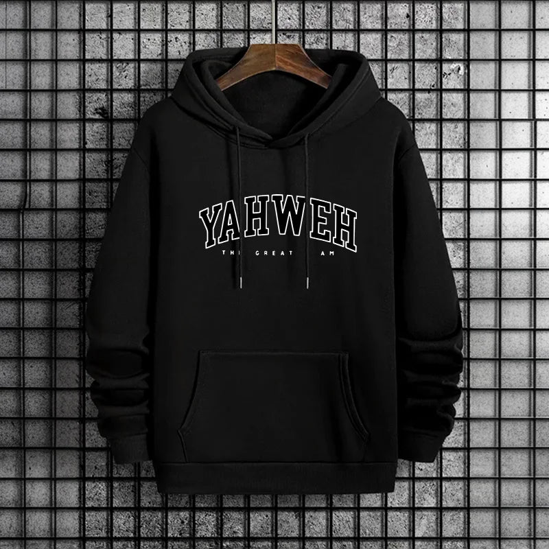 Street Style Mens YAHWEH Hoodies 2025 Urban Fashion Trendy Hooded Sweatshirt Male Hip Hop Casual Wear Autumn Winter Cool Hoody