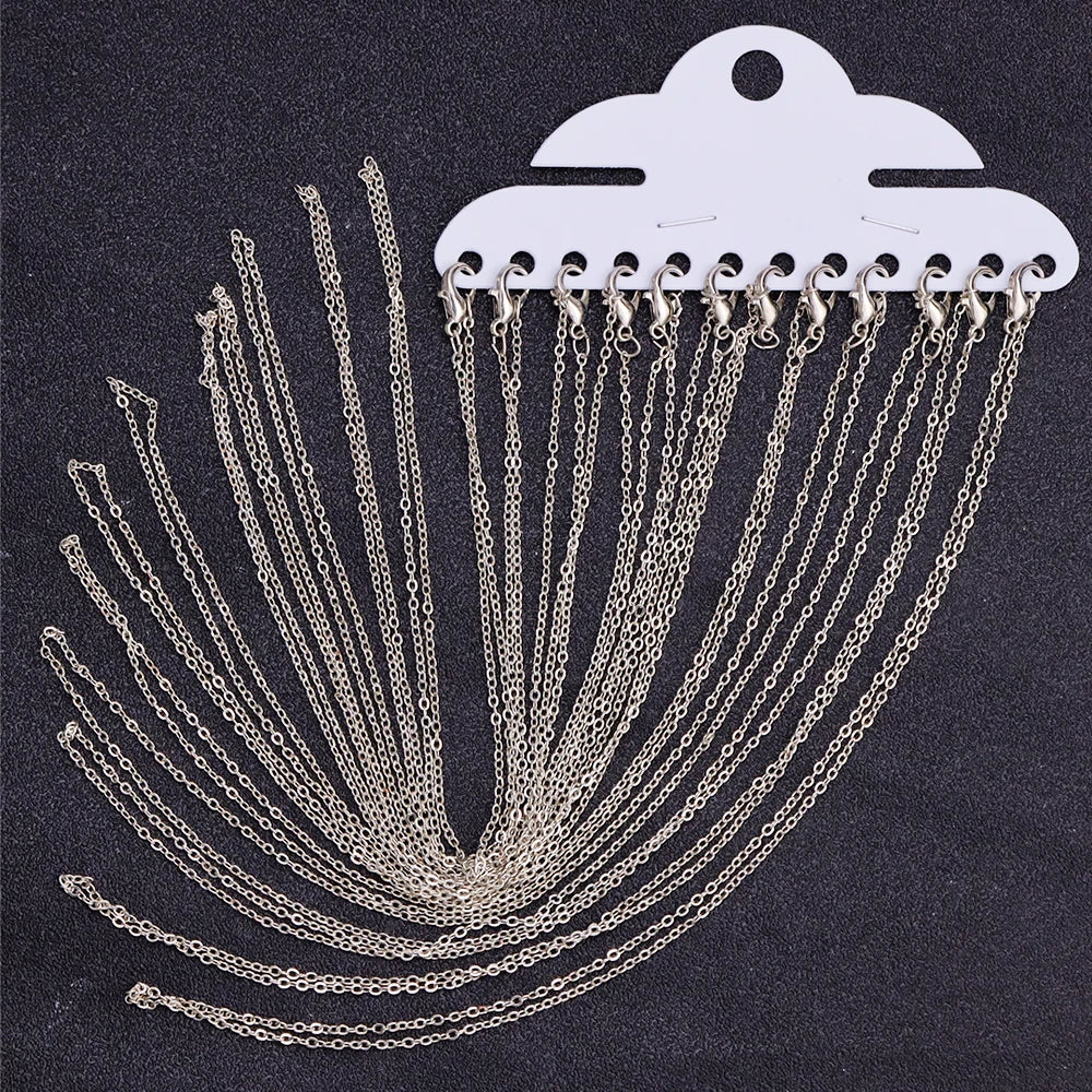 12Pcs/Set Gold Silver Color Copper O Chain Women's Collarbone Chain For Charm Necklace DIY Jewelry Wholesale
