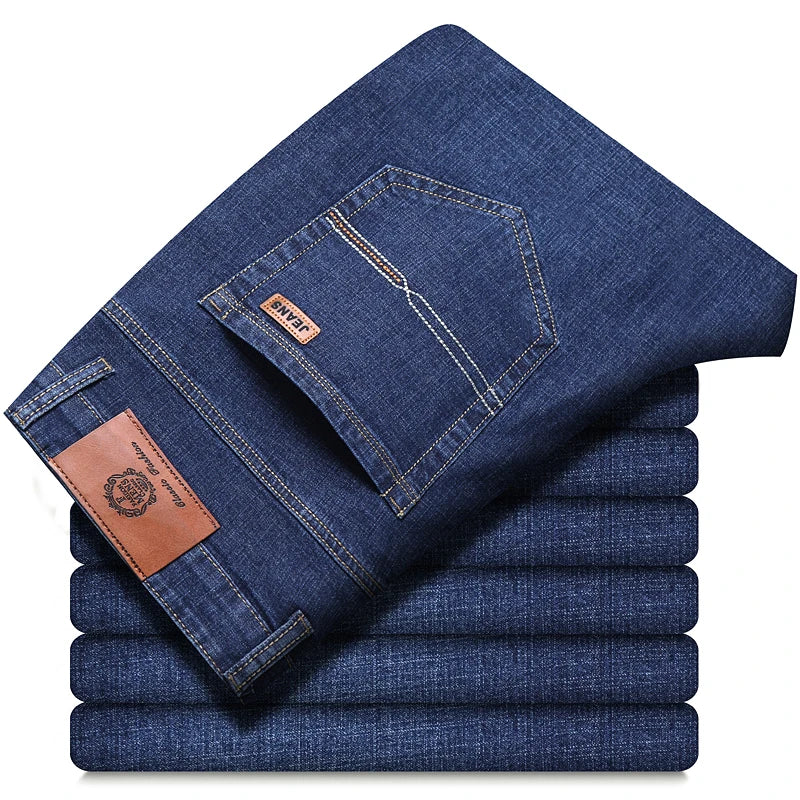 Men's classic high-end fashion versatile jeans, soft and slightly elastic black business denim pants, stylish upper body
