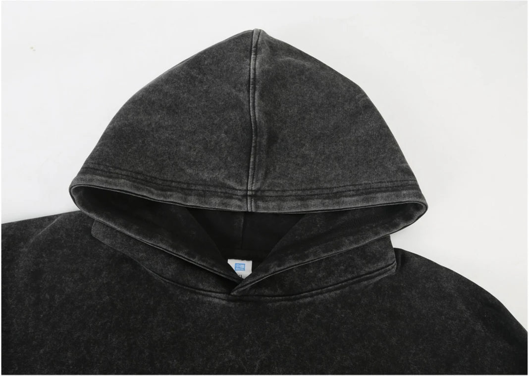 Customized Hoodie High Quality Street Retro Washed Mens Hooded Sweatshirt DIY Your Brand Design Personalized Team Clothing