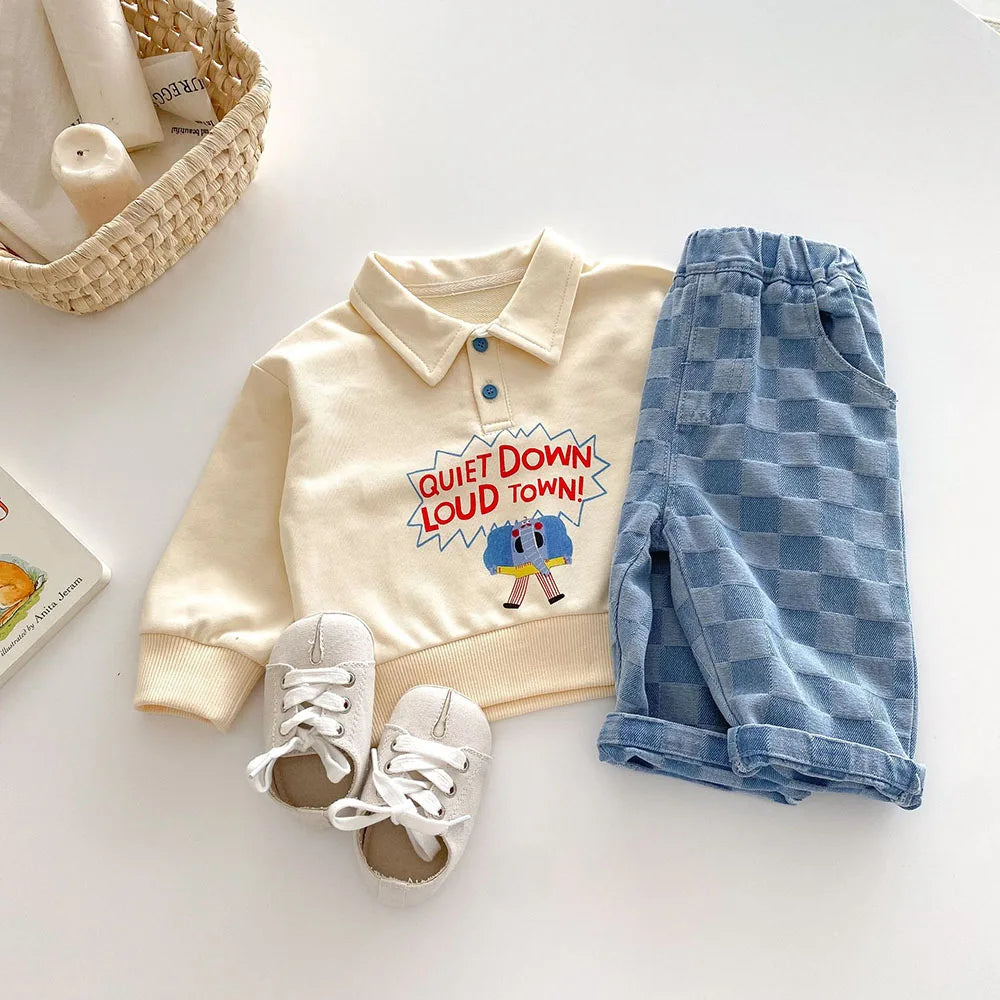 Soft Denim Checkered Jeans for 0 - 5 Year Olds Ideal for Spring & Autumn Fashion Kids Boys and Girl Denim Pants