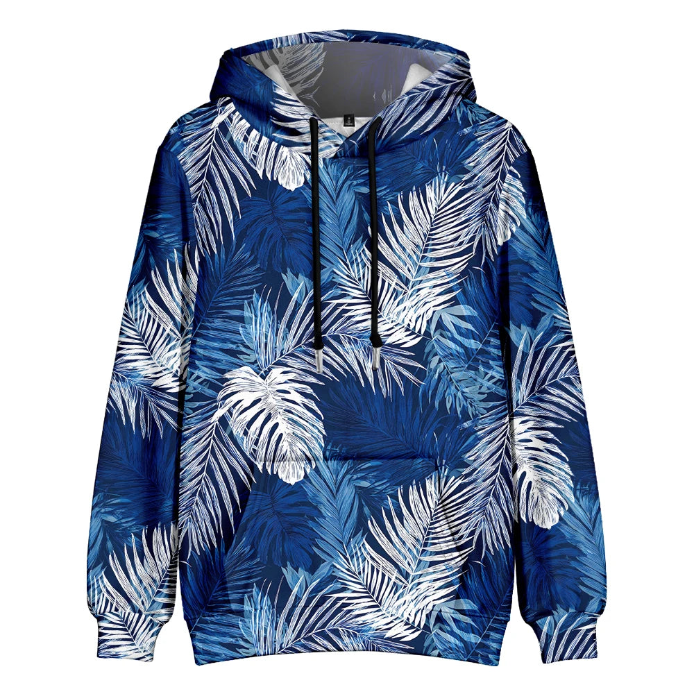 Hawaiian Style Hoodie Boho Chic Tropical Fleece Couple Pullover Hipster Hip Hop Streetwear Cool Pop Pocket Outfits Plus Size