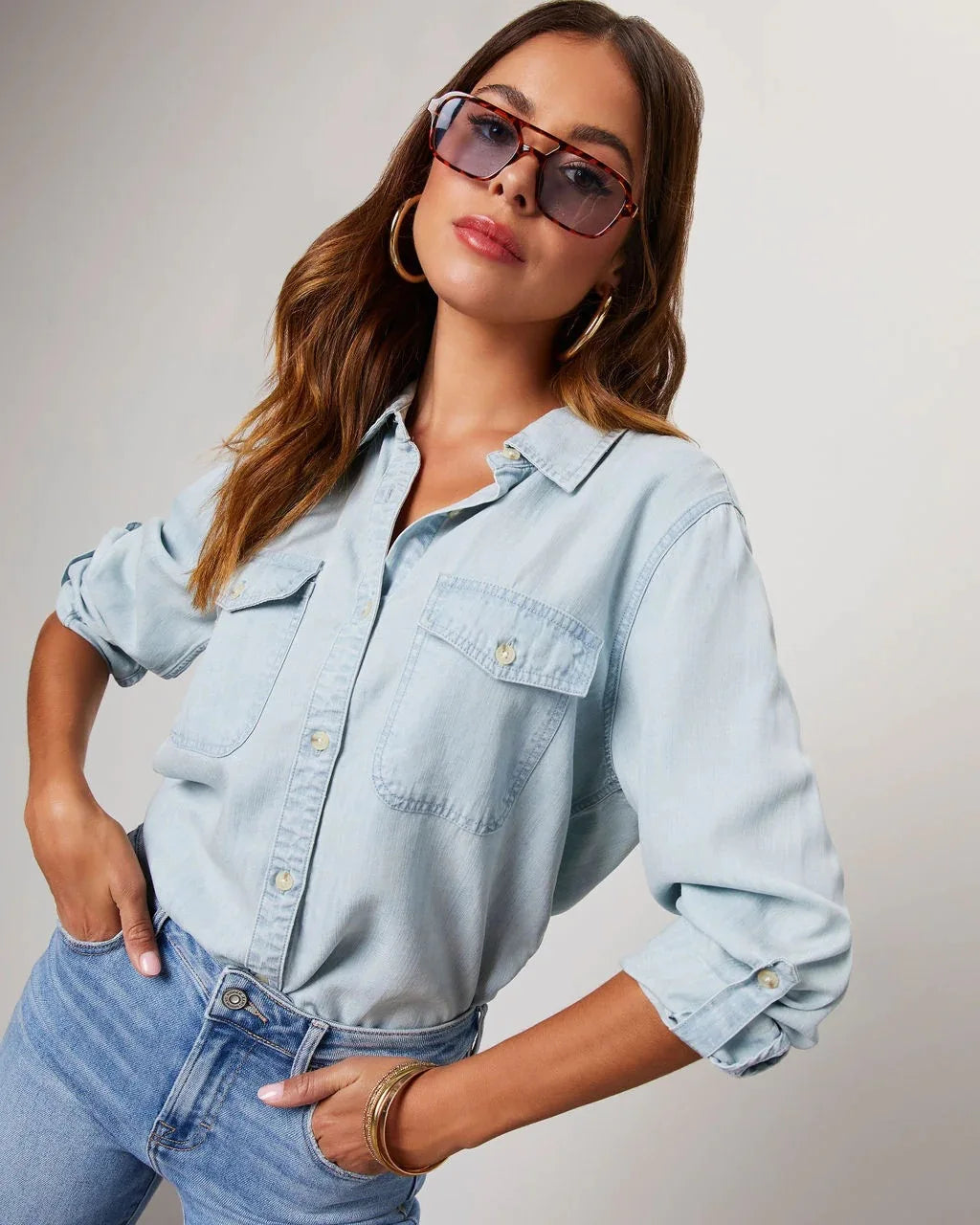 Denim Shirts For Women Spring Autumn New Vintage Denim Shirt Casual Fashion Lapel Single-breasted Long-sleeved Shirt Female Tops