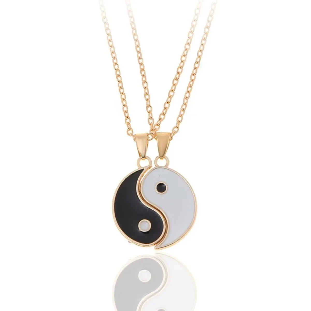 2Pcs Tai Chi Yin Yang Eight Trigrams Pendant Necklaces Set for Couple Silver Color Chain Matching Lover Choker Collar Gift New