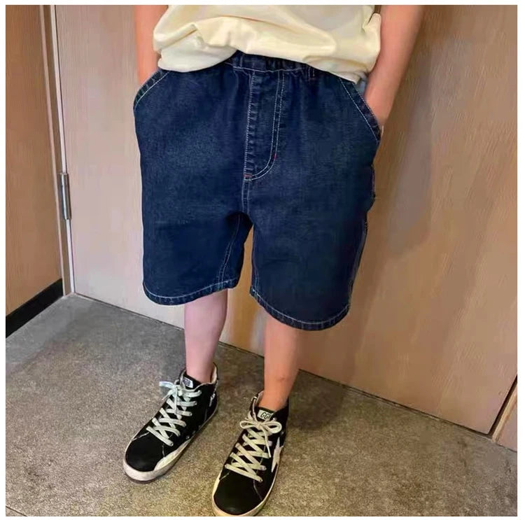Children Jeans Boys Girls Cotton Shorts Splice Stretch Denim shorts Korean Teenage Trousers Wear Kids Clothing DenimRipped