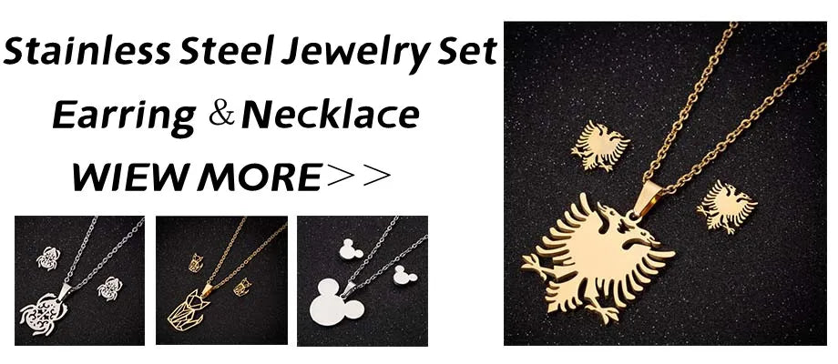 Stainless Steel Jewelry Sets For Women Necklace And Earing Anime Cute Cartoon Bow Mouse Chain Necklace Choker Desinger Charms