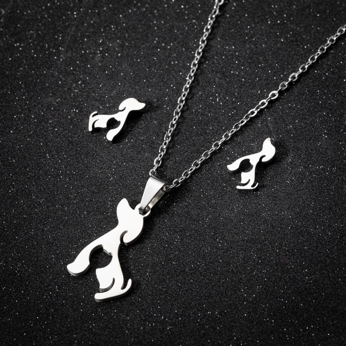 Stainless Steel Jewelry Sets For Women Necklace And Earing Anime Cute Cartoon Bow Mouse Chain Necklace Choker Desinger Charms