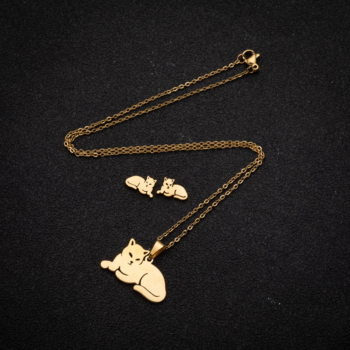Stainless Steel Jewelry Sets For Women Necklace And Earing Anime Cute Cartoon Bow Mouse Chain Necklace Choker Desinger Charms