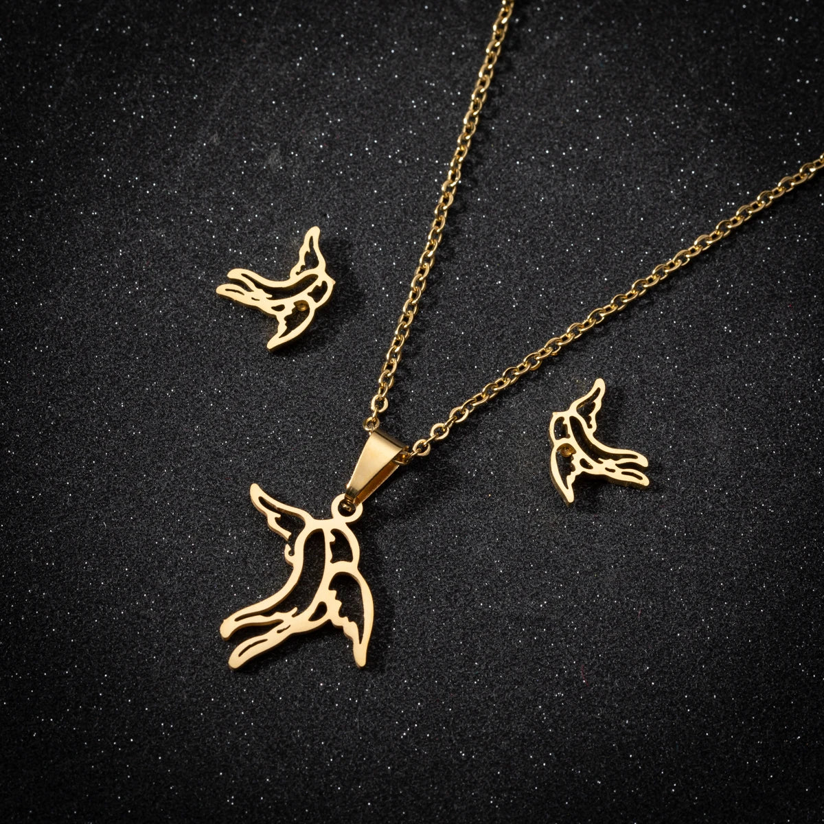 Stainless Steel Jewelry Sets For Women Necklace And Earing Anime Cute Cartoon Bow Mouse Chain Necklace Choker Desinger Charms