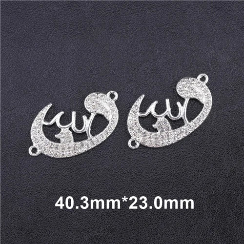 Juya 10Pcs/Lot Wholesale DIY Gold/Silver Color Crescent Allah Muslim Charms For Religious Islamic Jewelry Making Supplies