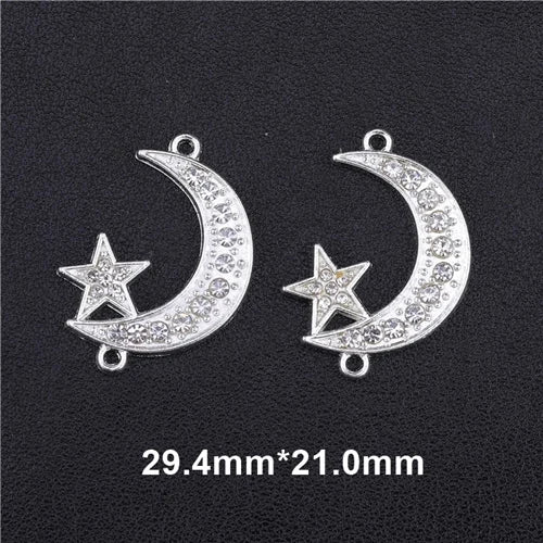 Juya 10Pcs/Lot Wholesale DIY Gold/Silver Color Crescent Allah Muslim Charms For Religious Islamic Jewelry Making Supplies