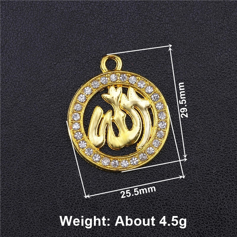Juya 10Pcs/Lot Wholesale DIY Gold/Silver Color Crescent Allah Muslim Charms For Religious Islamic Jewelry Making Supplies