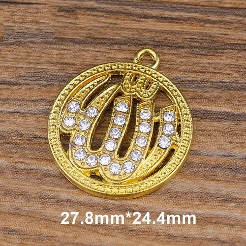 Juya 10Pcs/Lot Wholesale DIY Gold/Silver Color Crescent Allah Muslim Charms For Religious Islamic Jewelry Making Supplies