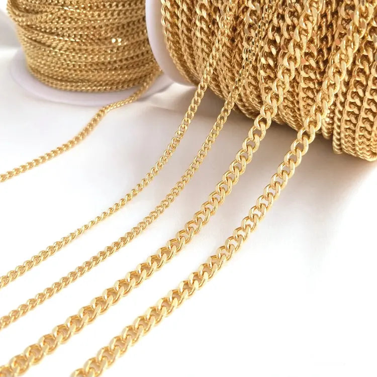 1 Meter 14K Gold Color Plated Brass Chains Round Loops Link Chain For  Jewelry Making DIY Necklace Bracelets Jewellery Making