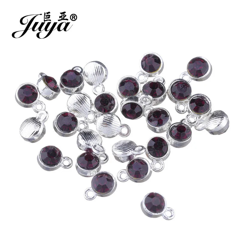 30pcs/lot Crystal Charms Jewelry DIY Making Findings Colorful Birthstone Charms Necklace Pendant Bracelet Handmade Accessories
