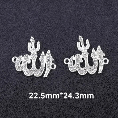 Juya 10Pcs/Lot Wholesale DIY Gold/Silver Color Crescent Allah Muslim Charms For Religious Islamic Jewelry Making Supplies